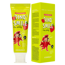 186081  Consly Детская гелевая зубная паста DINO's SMILE c ксилитом и вкусом клубники, 60г