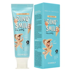 186166 Consly Детская гелевая зубная паста DINO's SMILE c ксилитом и вкусом пломбира, 60г
