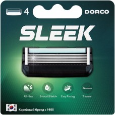 15721 DORCO SLEEK (4 шт.) кассеты Multi-Flex 6 лезвий + триммер для станка SLEEK