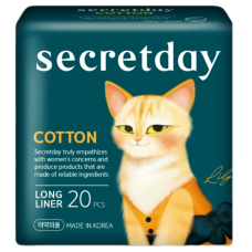 961501 SecretDay Прокладки женские ежедневные COTTON, Long Liner, 20 шт. 02.27