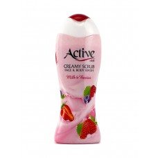 15380 ACTIVE Гель-скраб кремовый для душа "Клубника со сливками", 400 мл.