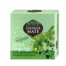 988084 KeraSys Soap Shower Mate Мыло косметическое Оливки и зеленый чай 100г ^ДО 03.26