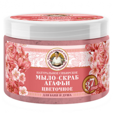 08571 РБА Сибирская Травница Натуральное сибирское Цветочное мыло-скраб Агафьи для бани и душа,300мл