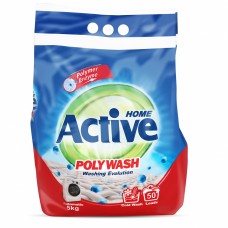 11085 ACTIVE Стиральный порошок автомат "Poly Wash" Polymer Enzyme-технология холодной стирки, 5 кг