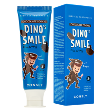 186142 Consly Детская гелевая зубная паста DINO's SMILE c ксилитом и вкусом шоколадного печенья, 60г