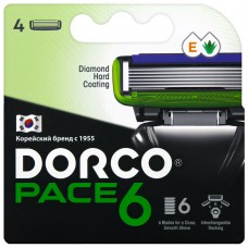 82757 DORCO PACE 6 PLUS NEW (4 шт.), кассеты, 6 лезвий + 1 лезвие-триммер