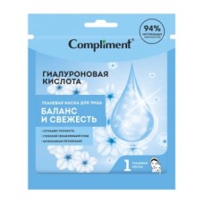 14796 Тимекс Compliment в саше тканевая маска для лица гиалуроновая кислота баланс и свежесть,1шт