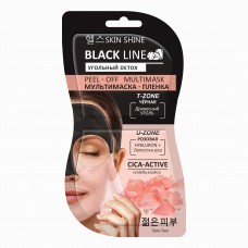 10362 SKIN SHINE BLACK LINE МУЛЬТИМАСКА-ПЛЁНКА для лица, черная и розовая глина, 2 маски х