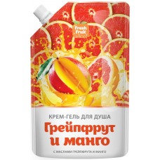 07409 FRESH FRUIT крем-гель для душа "Грейпфрут и манго" с маслом грейпфрута и манго, 200мл, (дой-п^