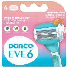 99939 DORCO ЕVE 6 (4 шт) NEW кассеты Женские, 3+3 лезвия, сгибаемая кассета