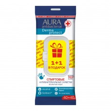33971 AURA Влажные салфетки антибактериальные Derma Protect спиртовые big-pack с крышкой 40+ПРОМО